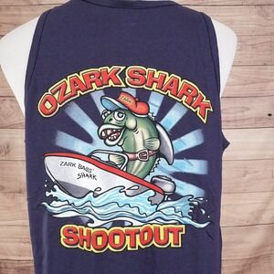 NWT OZARK SHARK SHOOTOUT LAKE OF THE OZARKS TRAVEL TANK TOP MUSCLE SHIRT L NEW